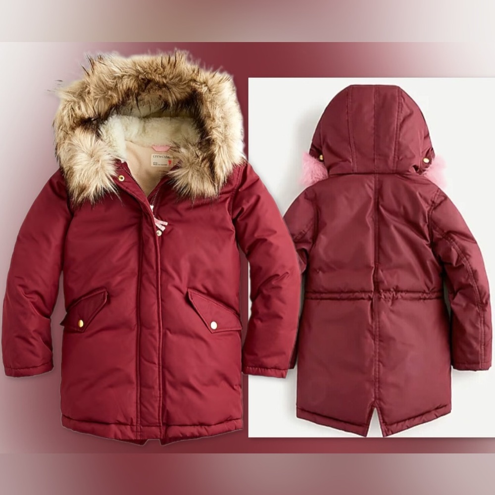 ♥️J Crew Girls' fishtail parka with eco-friendly PrimaLoft in Burgundy Red